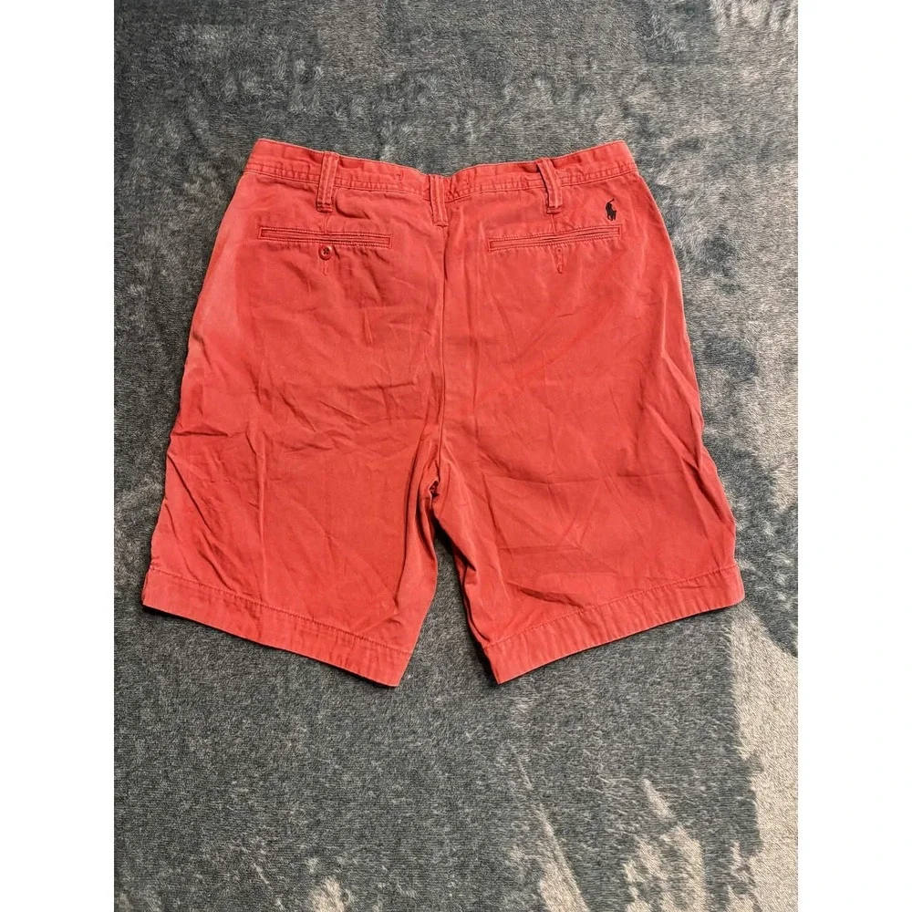 Polo Ralph Lauren Mens 34 Red Relaxed Fit Chino Shorts 100% Cotton 9 Inseam